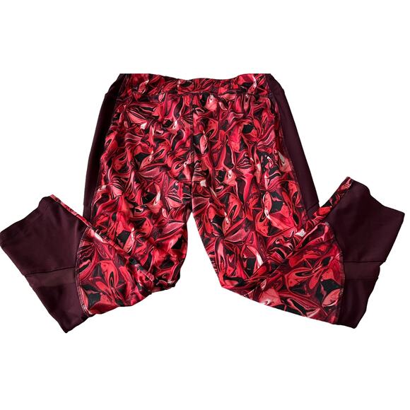 AVIA HI-RISE CROPPED ACTIVEWEAR LEGGINGS, WOMENS, M, PURPLE PINK BLACK ABSTRACT - Picture 5 of 8